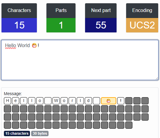 SMS character counter